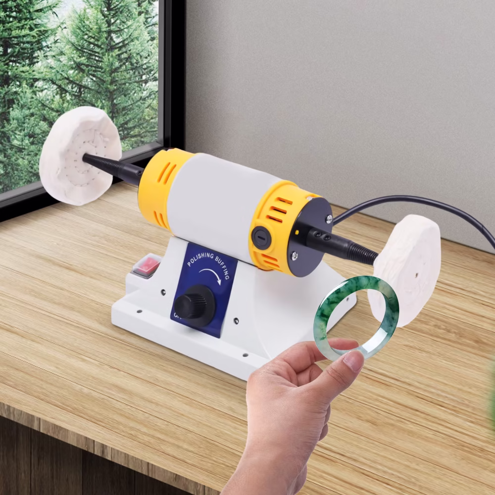 Jewelry Polisher 320 W Adjustable Speed Polishing Machine, Multi-Function Bench Lathe Polisher-petraflower