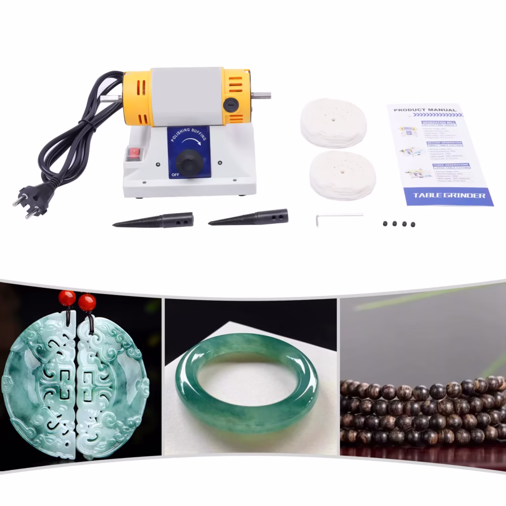 Jewelry Polisher 320 W Adjustable Speed Polishing Machine, Multi-Function Bench Lathe Polisher-petraflower
