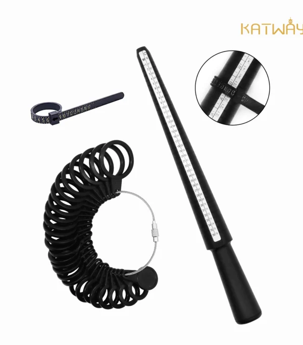 KATWAY Professional Ring Sizer Measuring Gauge Mandrel Stick Finger Tool For Jewelry Making UK/US Size For DIY Tools Set