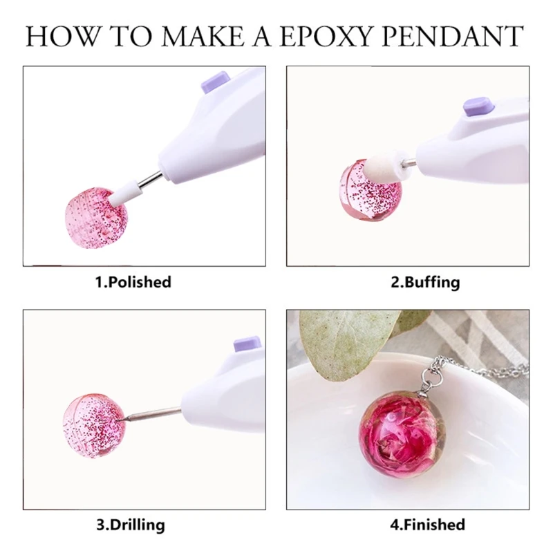 Electric Nail Polisher Epoxy Resin Jewelry Making DIY Drill Pen Grinding Machine Polishing Tools Equipments with 7 Drill Screw