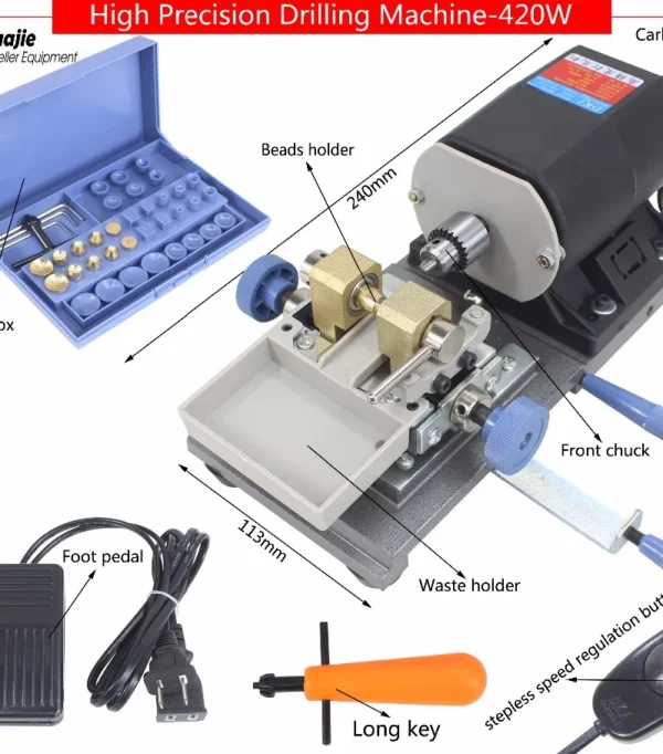 420W BLACK Stone Pearl Drilling Jewelry Making Equipments Beading Polishing Tools Powerful Amber Holing Machine