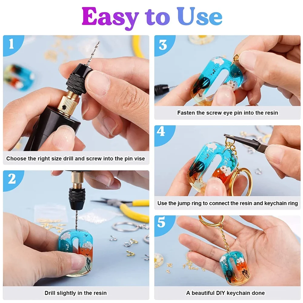 Electric Rotary Tool Kit Jewelry Tools Mini Electric Drill Handheld Portable Keychain Making Kit For Jewelry Resin Grinding Tool - Image 6