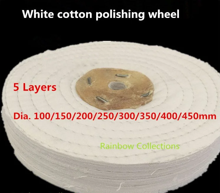 100-400mm ID:16mm 5 Layers Line cotton wheel mirror polishing wheel pure cotton cloth acrylic polishing cloth wheel