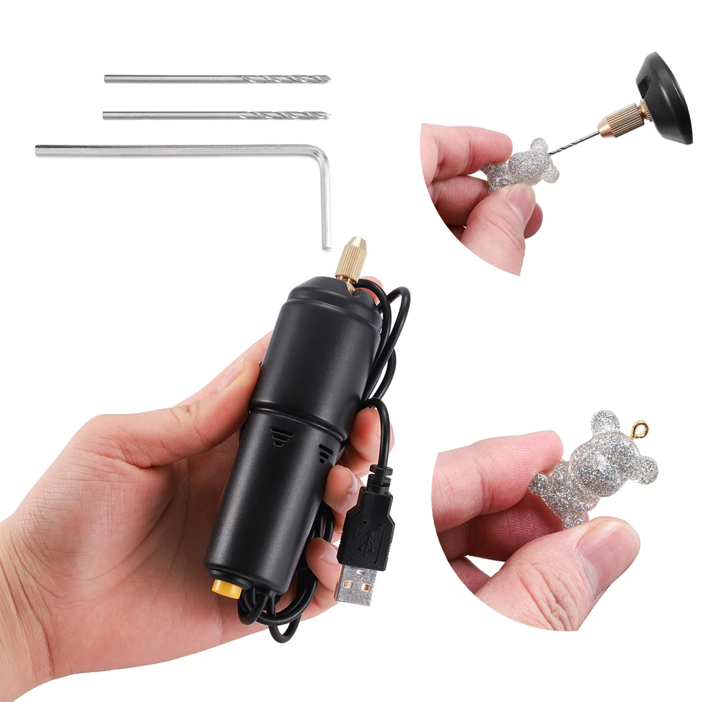 A Set Mini Electric Drill Engraver Handheld Tool Pearl Beads Jewelry Making Drill Equipment For Epoxy Resin Crafts Made Kit