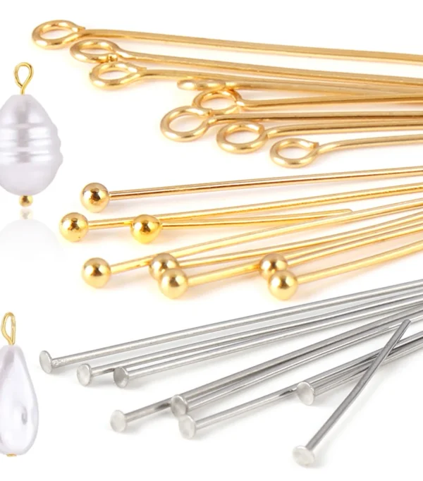 100pcs 15-50MM Stainless Steel Flat Head Eye Head Pins Jewelry Findings For Jewelry Making Supplies Ball Head Pins Accessories