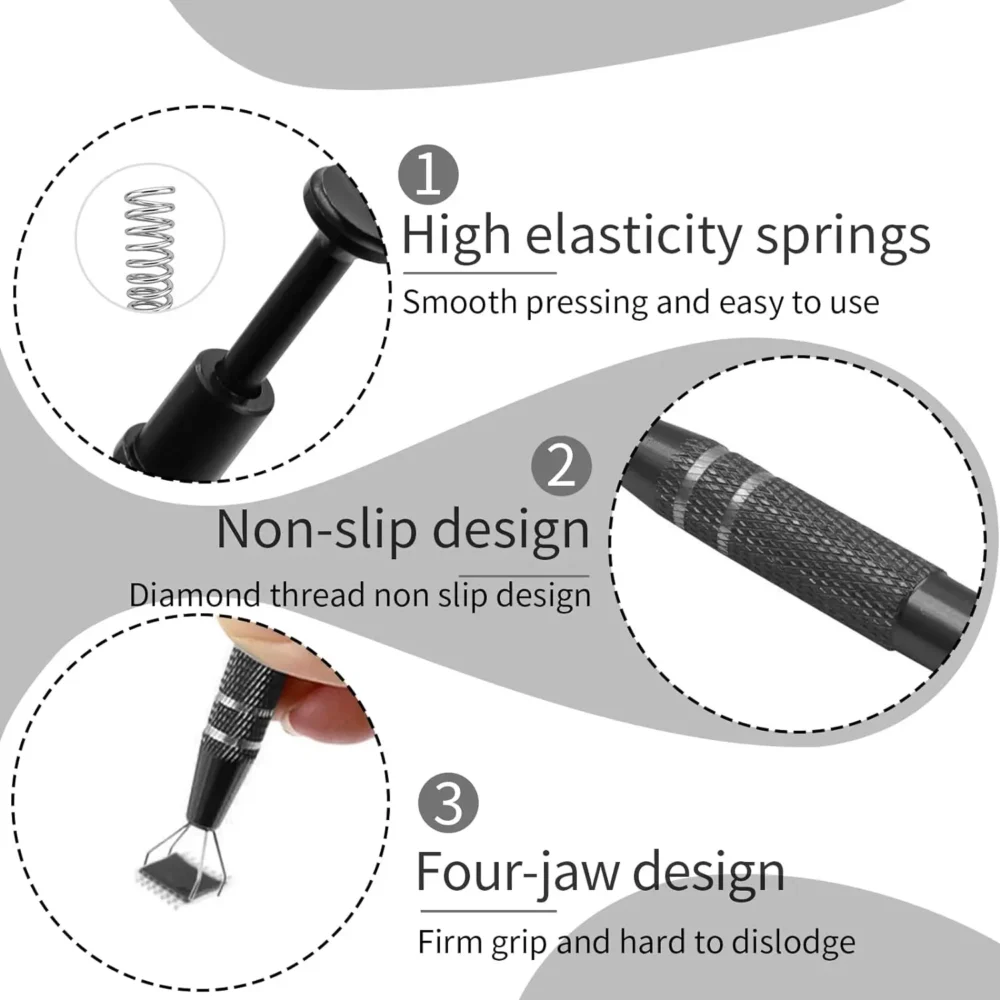 Professional Jewelry Holder Piercing Ball Grabber Screw Bead Pick Up Pen Tool Gripper Prong Tweezers W/ 4 Claws DIY Making Tool - Image 2