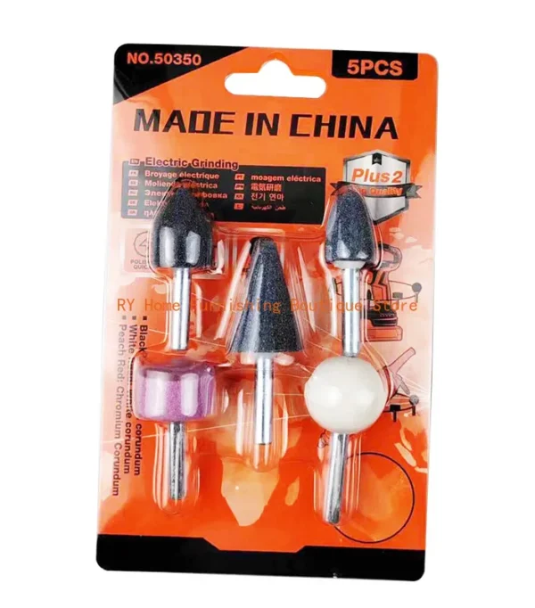 Electric Grinding Head Combination Set with Handle, 6mm Round Shank, Firestone, 5Pcs