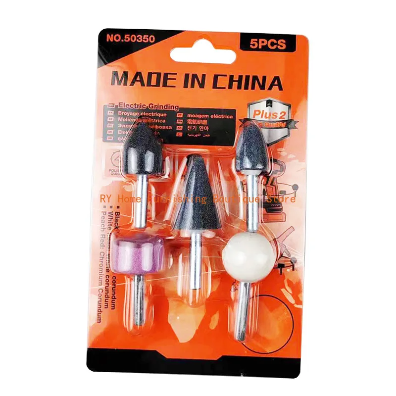 Electric Grinding Head Combination Set with Handle, 6mm Round Shank, Firestone, 5Pcs