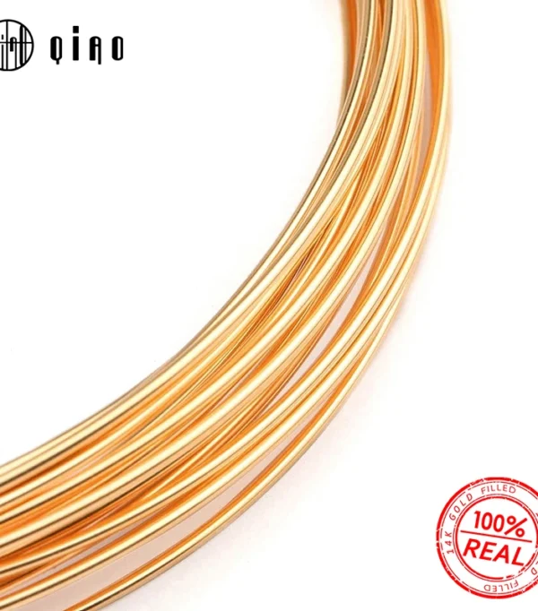 One meter 0.25/0.41/0.64/0.8mm half hard Gold filled beading wire metel thread 14k gold wire for gold Jewelry making Earring DIY