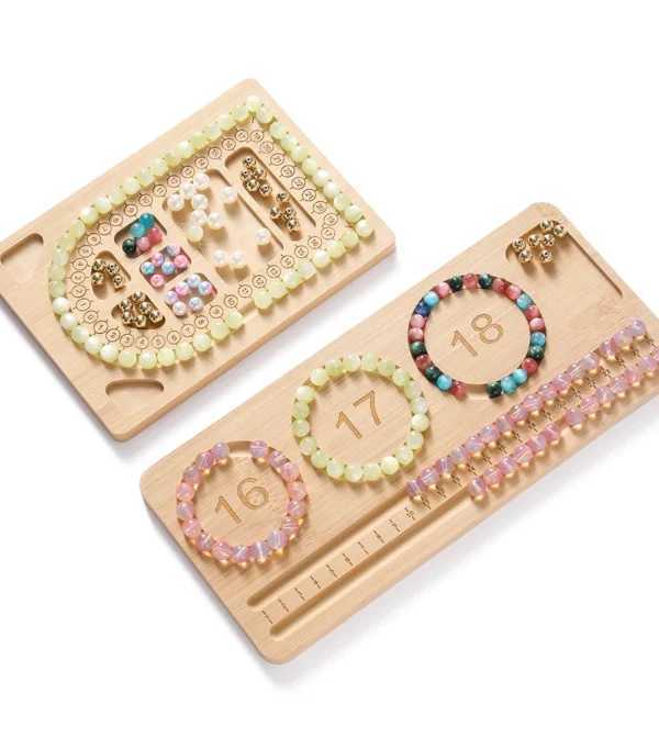 Wooden Flocked Beading Tray DIY Bracelet Necklace Jewelry Making Findings Beading Organizer Gray Bead Board Measuring Tools