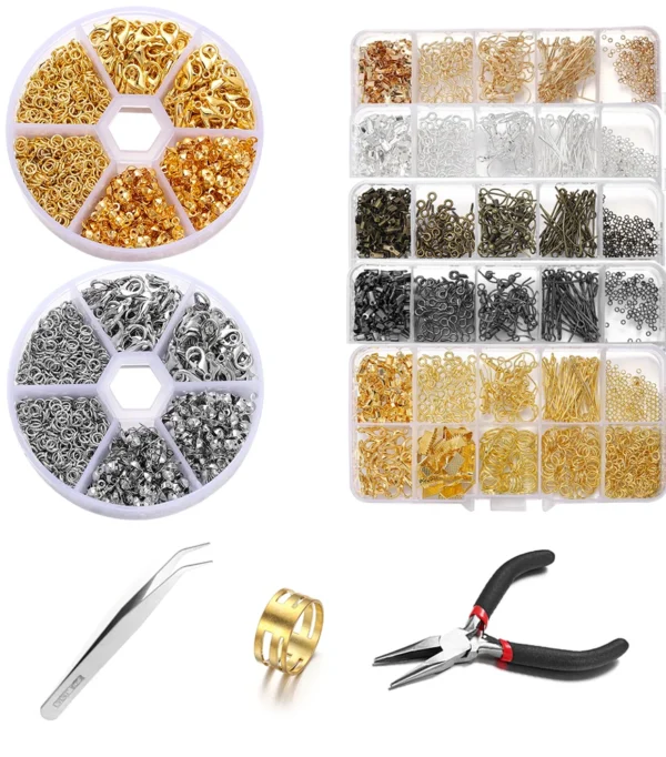 Alloy Accessories Jewelry Findings Set Repair Tools Lobster Clasp Open Jump Rings Earring Hooks for DIY Jewelry Making Supplies
