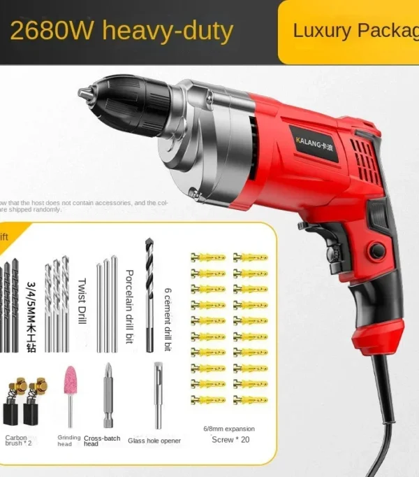 1280W/2680W Impact Drill 0-3000 R/min High Rotation Speed Corded Electric Drill Tool 220V 50Hz Max 13mm Chuck Controllable Speed