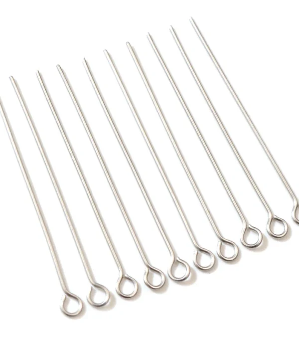 No Fade 100pcs/Lot 20 30 35 40 50 mm Stainless steel Eye Pins Findings Eye Head Pins For Jewelry Making DIY Supplies Accessories